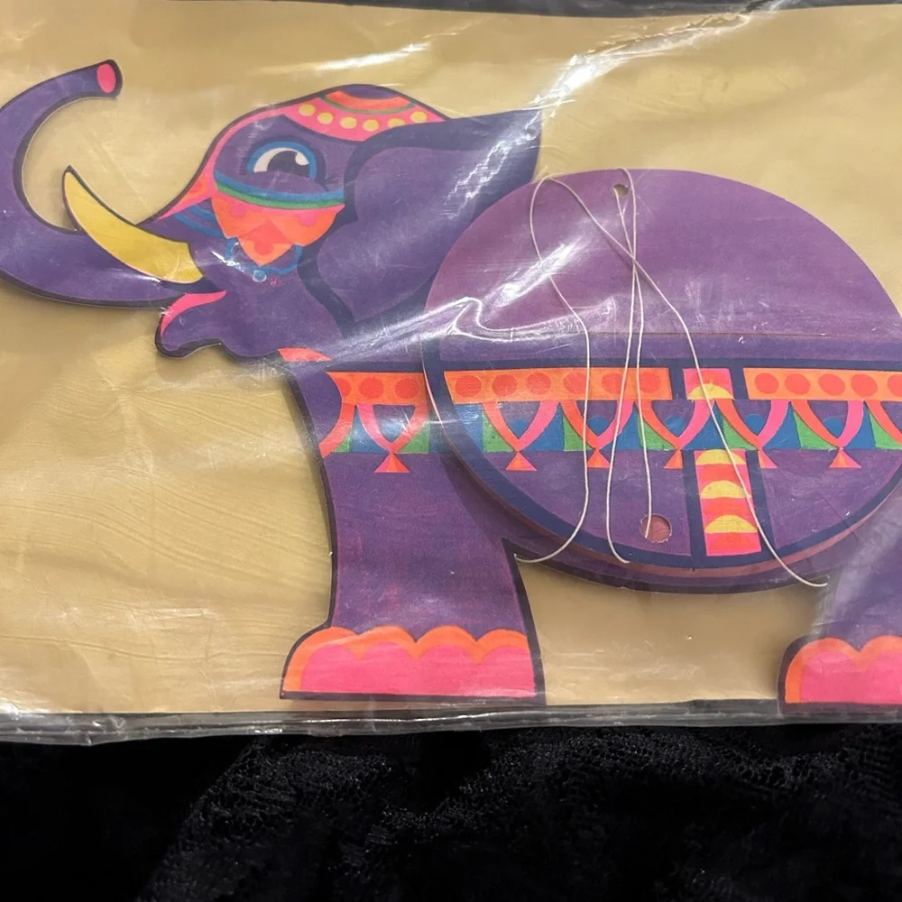 VTG Honeycomb Paper Elephant hanging decoration. Made in West Germany. 1960s